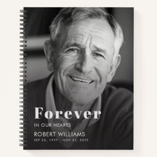Forever In Our Hearts Black & White Funeral Notebook