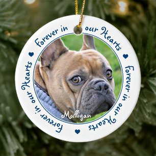Forever in our Hearts Blue Dog Photo Pet Memorial Ceramic Tree Decoration