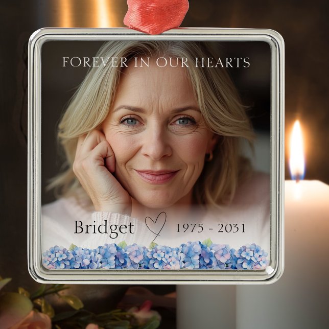 Forever In Our Hearts Blue Hydrangea Remembrance Metal Tree Decoration (Creator Uploaded)