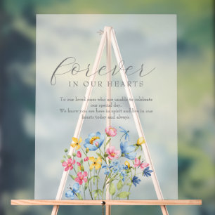 Forever in Our Hearts Boho Wedding Memorial Acrylic Sign