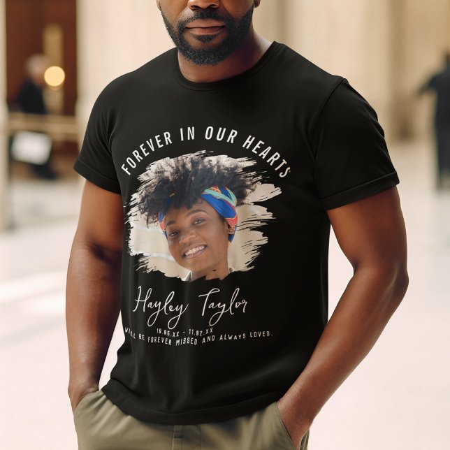 Forever In Our Hearts | Brushed Photo Memorial T-Shirt (Creator Uploaded)