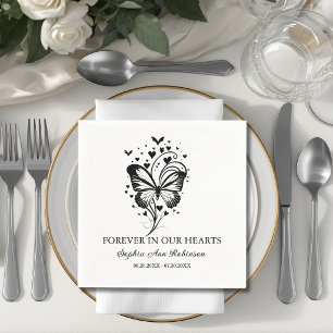 Forever In Our Hearts Butterfly Funeral Memorial Napkin