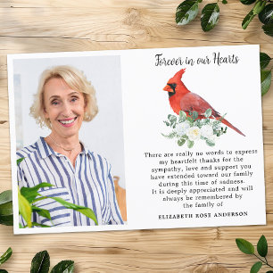 Forever in our Hearts Cardinal Custom Photo Thank You Card
