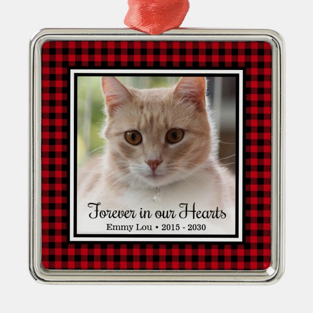 Forever In Our Hearts Cat Metal Tree Decoration (Front)