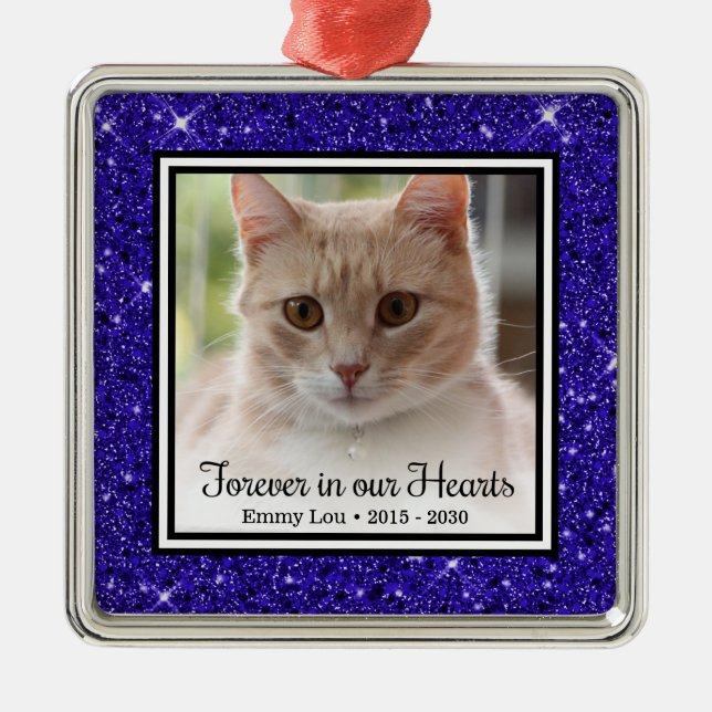 Forever In Our Hearts Cat Metal Tree Decoration (Front)