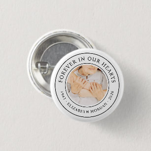 Forever In Our Hearts Custom Photo Memorial 3 Cm Round Badge