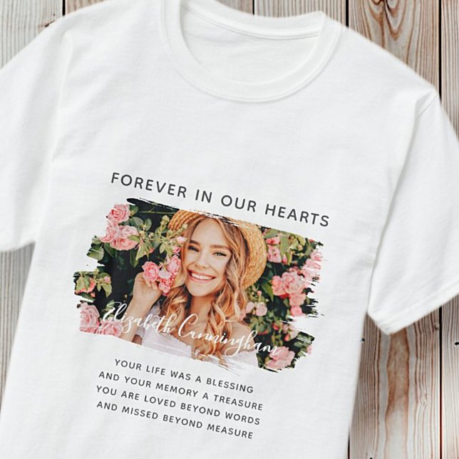 Forever in our Hearts Custom Photo Memorial T-Shirt (Creator Uploaded)
