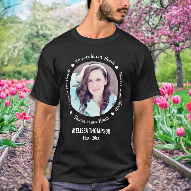 Forever in our Hearts Custom Photo Memorial T-Shirt (Creator Uploaded)