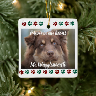 Forever In Our Hearts Dog Pet Photo Remembrance Ceramic Ornament