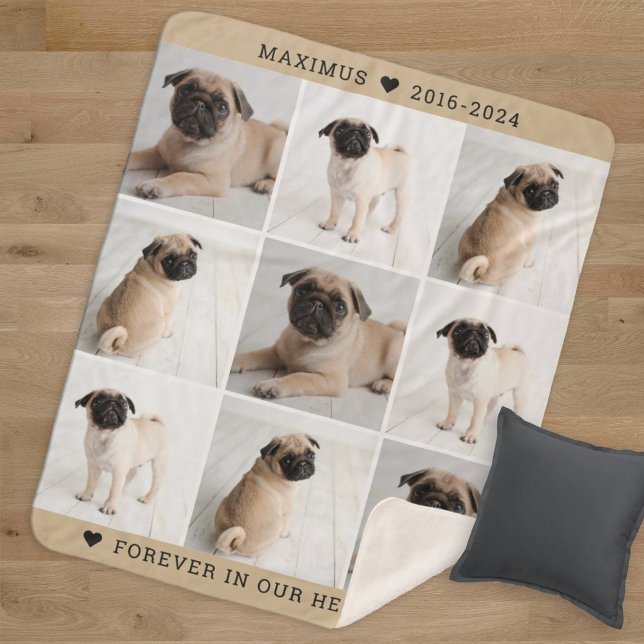 Forever in Our Hearts Dog Photo Collage Memorial Sherpa Blanket (Creator Uploaded)