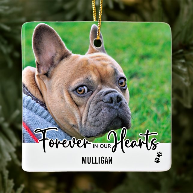 Forever in our Hearts - Dog Photo Pet Memorial Ceramic Ornament (Creator Uploaded)