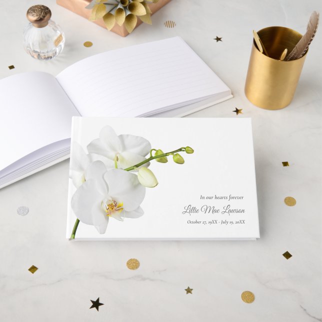 Forever in our Hearts Floral Funeral Memorial Guest Book (Front Open)