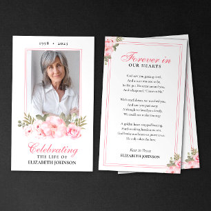 Forever In Our Hearts Floral Memorial Photo Card