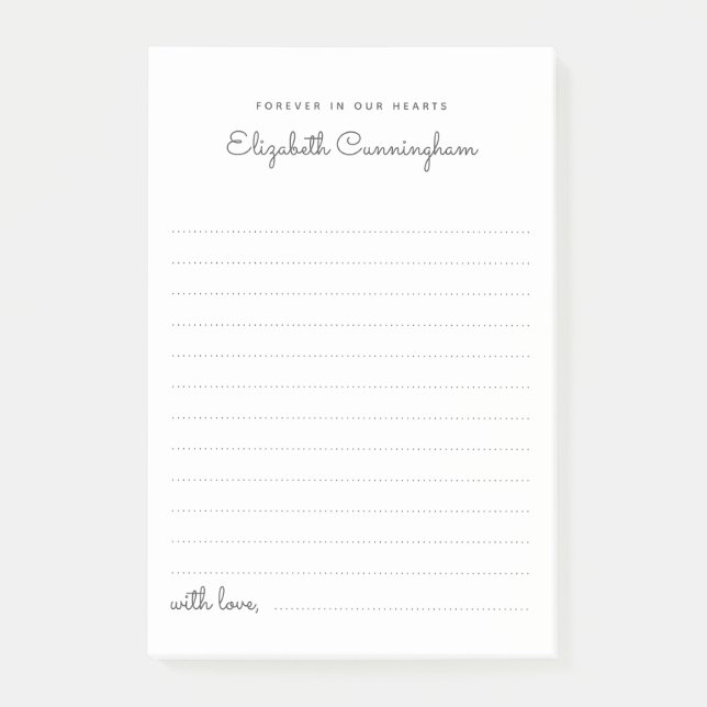 Forever In Our Hearts Funeral Chic Share a Memory Post-it Notes (Front)