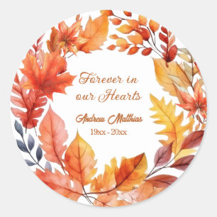 Forever in our Hearts Funeral Fall Floral Classic Round Sticker