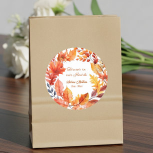 Forever in our Hearts Funeral Fall Floral Classic Round Sticker