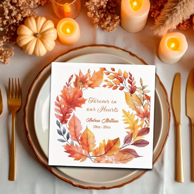 Forever in our Hearts Funeral Fall Floral Napkin (Creator Uploaded)