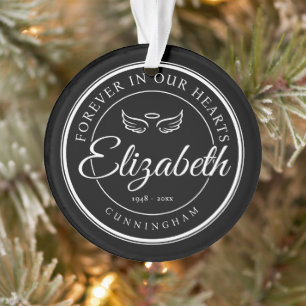 Forever in our Hearts Funeral Memorial Angel Wings Ornament