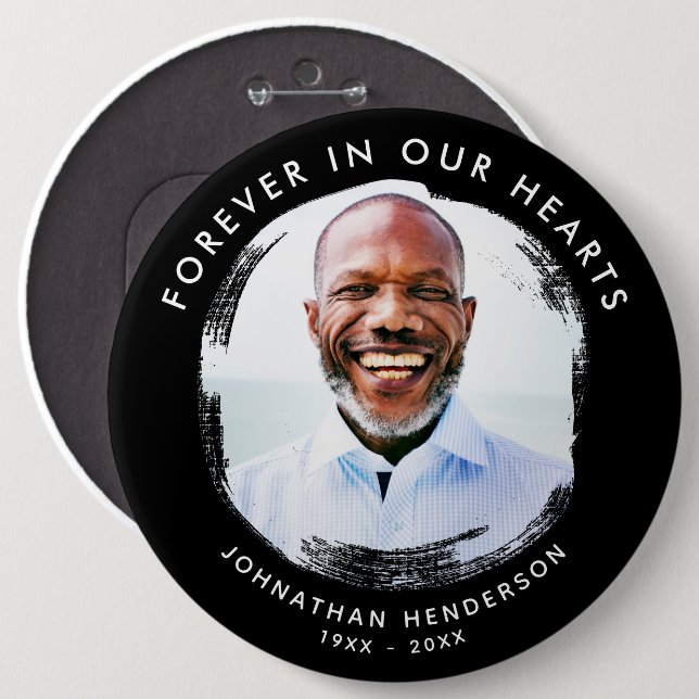 Forever In Our Hearts Funeral/Memorial Photo 6 Cm Round Badge (Front & Back)
