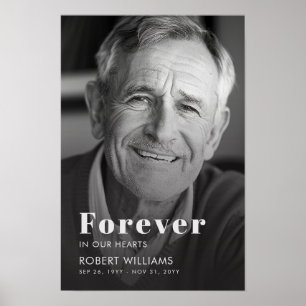 Forever In Our Hearts Funeral Memorial Photo Poster