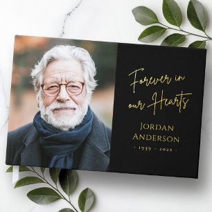 Forever in our hearts funeral memorial photo real guest book