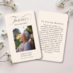 "Forever in our Hearts" Funeral Memorial Prayer  Business Card