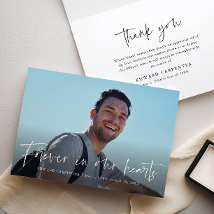 Forever in our Hearts Funeral Memorial Thank You Card