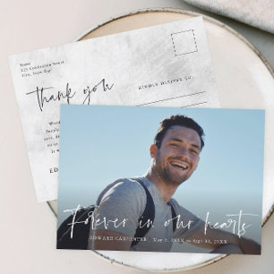 Forever in our Hearts Funeral Memorial Thank You Postcard