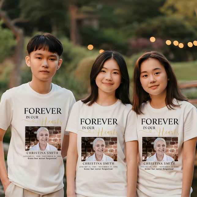 Forever in our hearts Funeral Photo Memorial  Tri-Blend Shirt (Creator Uploaded)