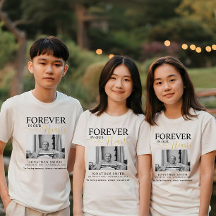 Forever in our hearts Funeral Photo Memorial  Tri- Tri-Blend Shirt