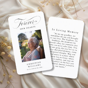 "Forever in our Hearts" Funeral Photo Prayer  Business Card