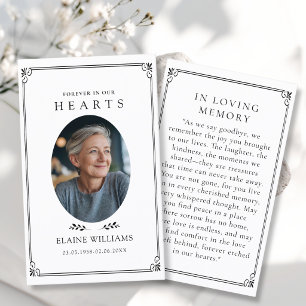 "Forever In Our Hearts"Funeral Photo Prayer  Business Card