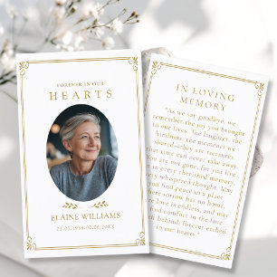 "Forever In Our Hearts"Funeral Photo Prayer Business Card