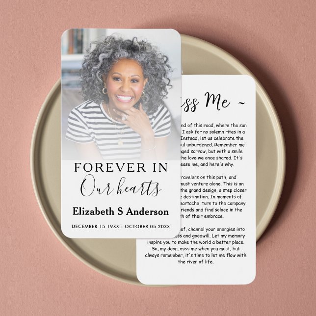 Forever in Our Hearts Funeral Photo Prayer Card (Creator Uploaded)