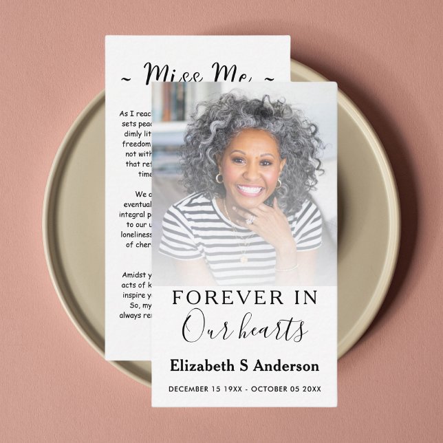 Forever in Our Hearts Funeral Photo Prayer Card (Creator Uploaded)