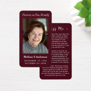 Forever in Our Hearts Funeral Prayer Photo Card