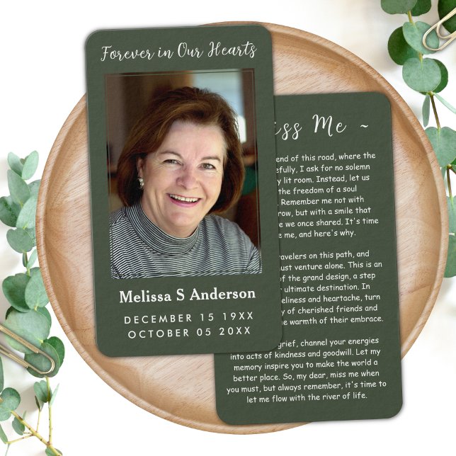 Forever in Our Hearts Funeral Prayer Photo Card (Creator Uploaded)