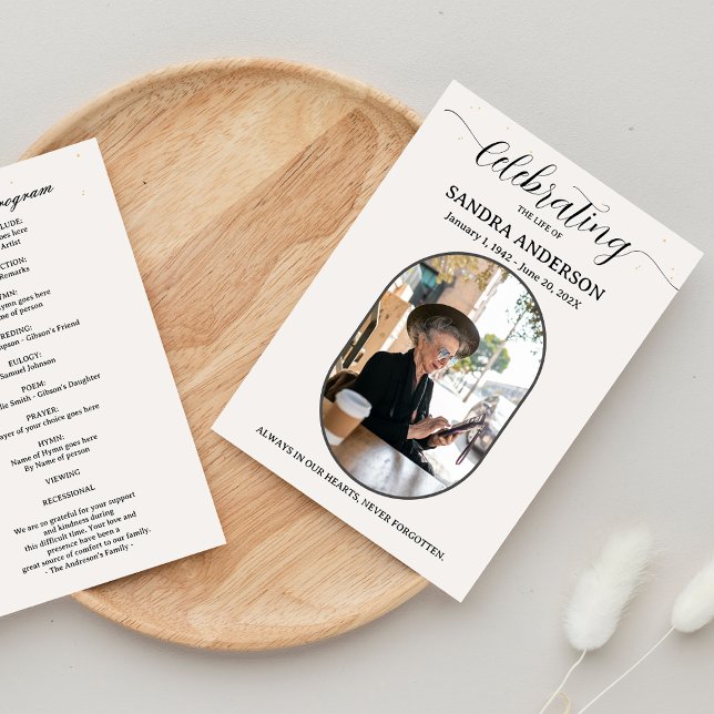 Forever In Our Hearts Funeral with Photo Programme (Forever In Our Hearts Funeral Program Template)