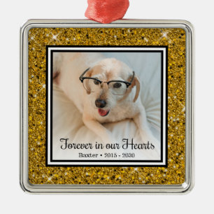 Forever In Our Hearts Gold Glitter Dog Memorial Metal Tree Decoration