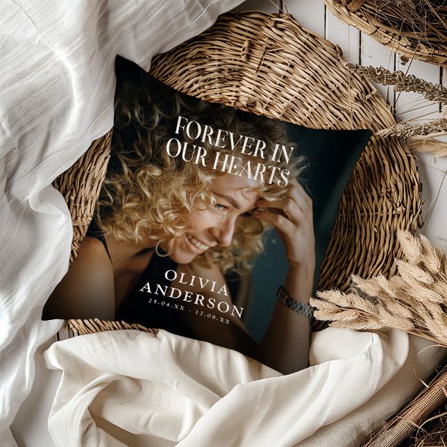 Forever in our Hearts Grave Photo Memorial Tribute Cushion (Creator Uploaded)