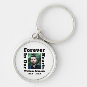 Forever In Our Hearts Grief In Loving Memory Photo Key Ring