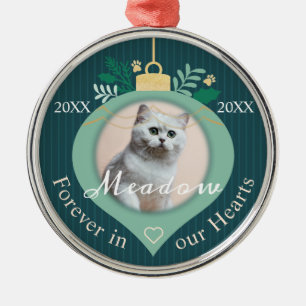 Forever In Our Hearts   Holiday Pet Memorial Photo Metal Tree Decoration
