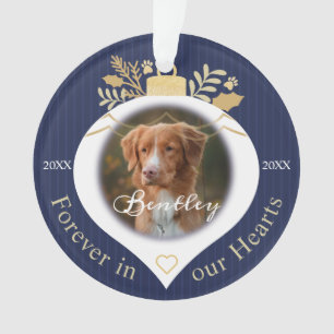 Forever In Our Hearts   Holiday Pet Memorial Photo Ornament