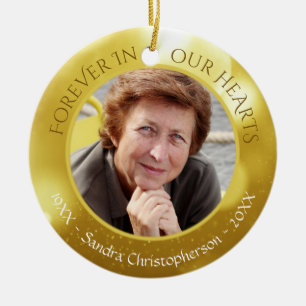 Forever In Our Hearts In Memory Photo Keepsake Ceramic Tree Decoration
