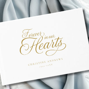 "Forever in our Hearts"  Keepsake Funeral  Guest Book