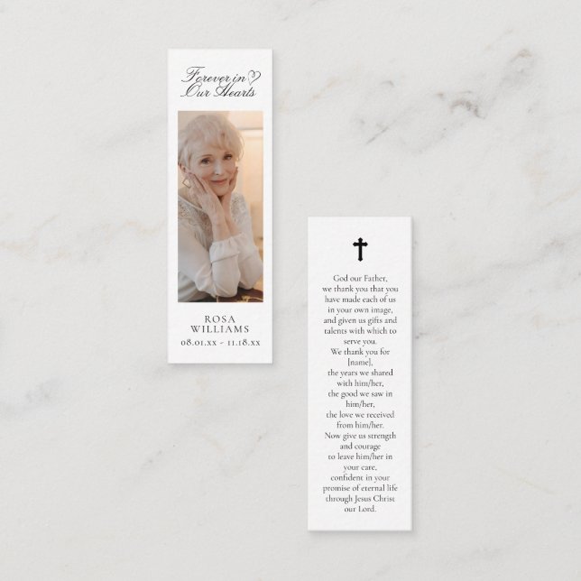Forever in Our Hearts Memorial Bookmark Card (Front/Back)