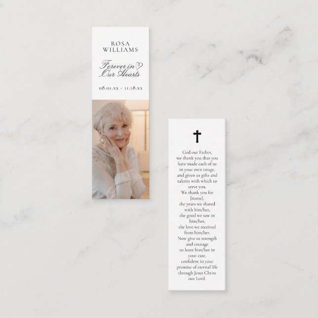 Forever in Our Hearts Memorial Bookmark Card (Front/Back)