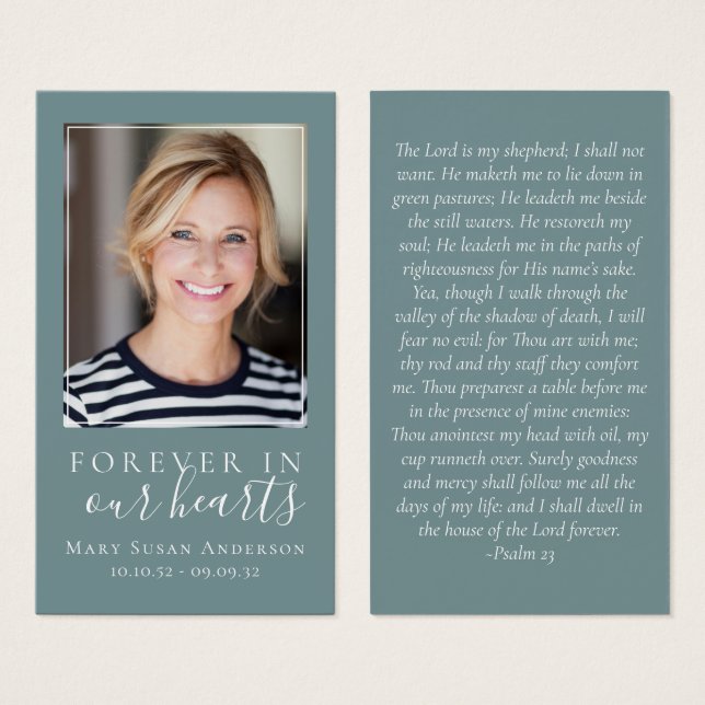 Forever in Our Hearts Memorial Card (Front & Back)