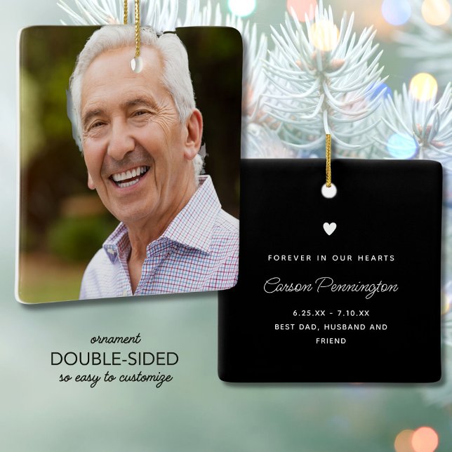 Forever in our Hearts Memorial Custom Text Photo  Ceramic Ornament (Creator Uploaded)