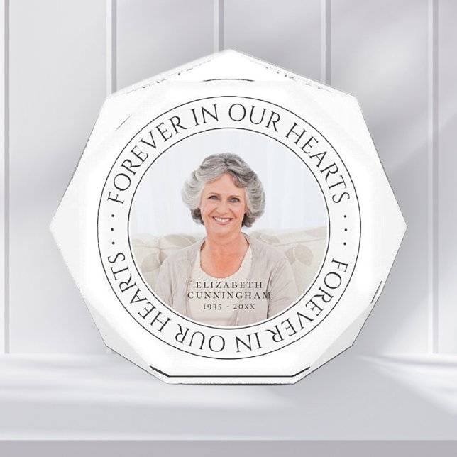 Forever In Our Hearts Memorial Elegant Photo Block (Creator Uploaded)